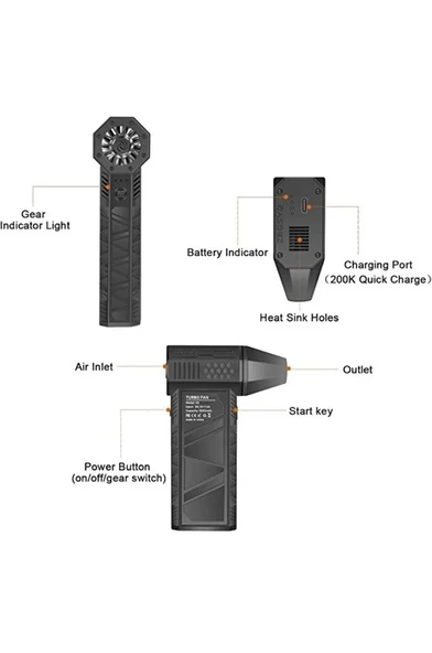 Turbo Jet 130000RPM Şarjlı Turbo Jet Şiddetli Fan Güçlü Hava Üfleyici Araç Süpürgesi 4000 Mah 52M/Sec - Resim 6