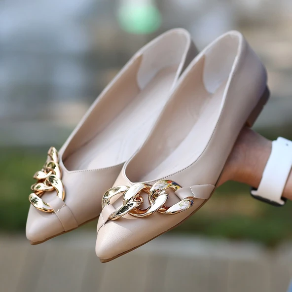 Popi Nude Cilt Zincirli Babet Ayakkabı - Resim 7