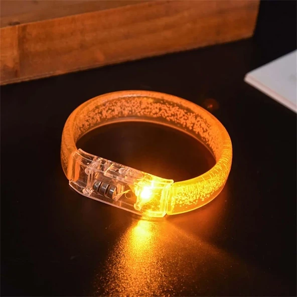 Eğitici Oyuncak Turuncu Led Işıklı Baskı Yapılabilen Pilli Bileklik Bilezik 1,5 cm Genişlik - Resim 3