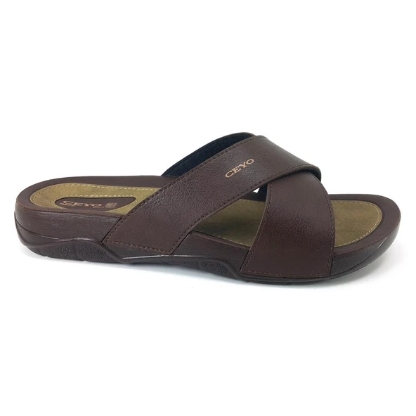 Ceyo 9877 23YT Anatomik Erkek Terlik Kahverengi - Resim 2