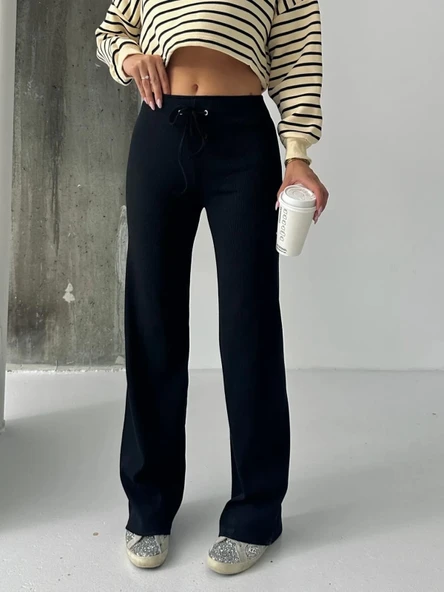 Fit comfort siyah salaş pantolon ürün görseli