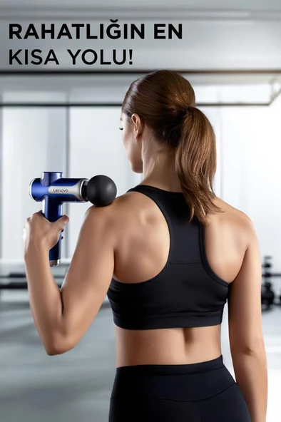 Lenovo N3 Mavi Darbeli Titreşimli Masaj Tabancası Güçlü 1800mah Şarjlı 8 Başlıklı Egzersiz Aleti - Resim 2