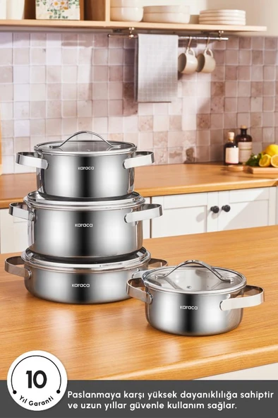 Power Steel 316+ 3Ply Discovery İndüksiyon Tabanlı 8 Parça Çelik Tencere Seti - 4