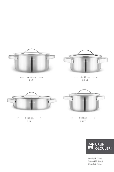 Power Steel 316+ 3Ply Discovery İndüksiyon Tabanlı 8 Parça Çelik Tencere Seti - 2