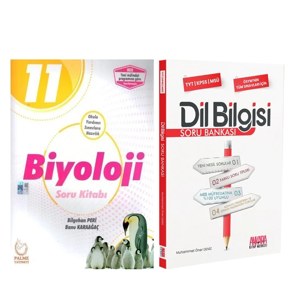 Palme Yayınları 11.Sınıf Biyoloji ve AKM Dil Bilgisi Soru Bankası Seti 2 Kitap