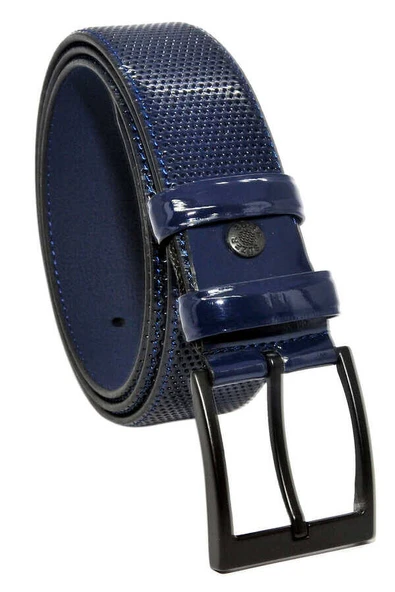 Lacivert Rugan Suni Deri Desenli 4 cm.lik Klasik Kemer - 7495-68-21M ürün görseli