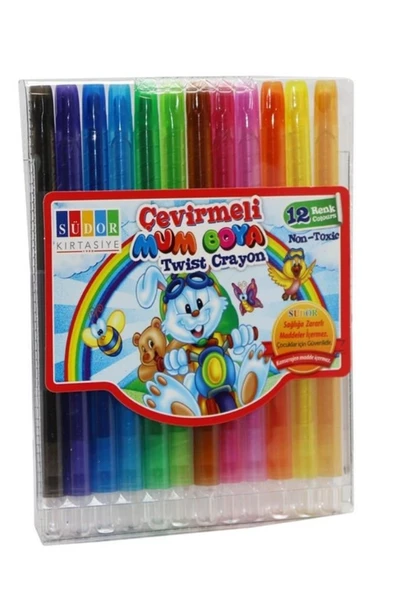 Çevirmeli 12 Li Mum Boya Uzun ( Pastel Silinebilir Mum Boya ) Tam Boy südor 1 paket ürün görseli 1