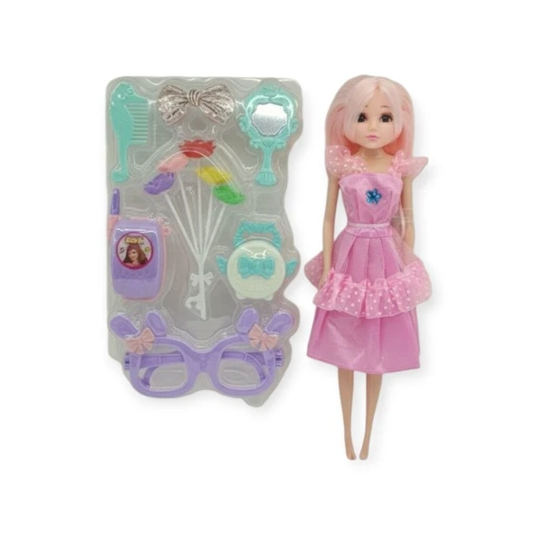 Güzellik Seti 7 Parça Aksesuarlı Bebek Seti - Pembe - Resim 2