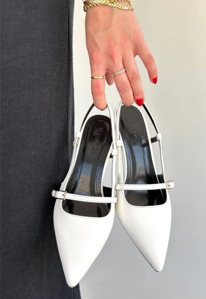Darina Beyaz Cilt Topuklu Ayakkabı - Resim 2