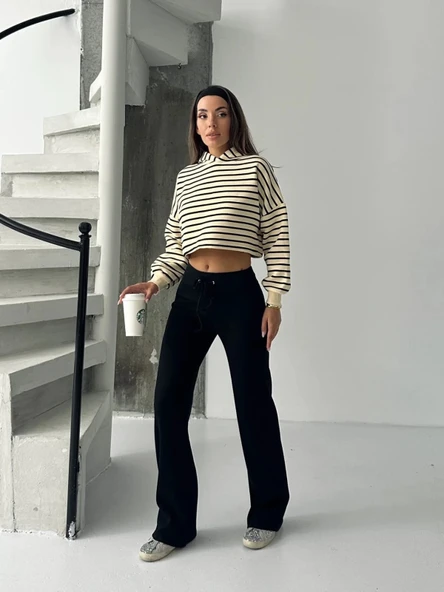 Fit comfort siyah salaş pantolon - Resim 3