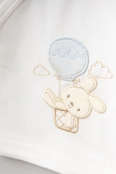 Bebitof %100 Pamuk Balonlu Tavşan Desenli 5 Parça Yenidoğan Hastane Çıkışı Zıbın Seti BBTF.MV.20119.01 - Resim 2