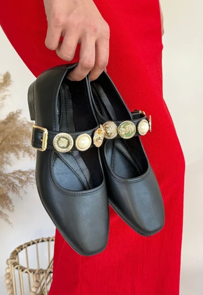 Koope Siyah Cilt Babet Ayakkabı - Resim 2