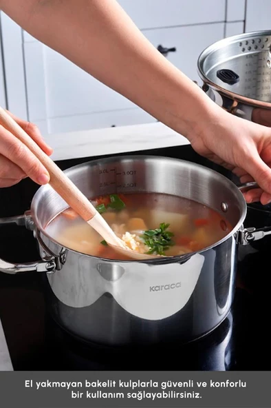 Burgaz 8 Parça Katlanabilir Kulplu ve Süzgeç Kapaklı Çelik Tencere Seti - Resim 8