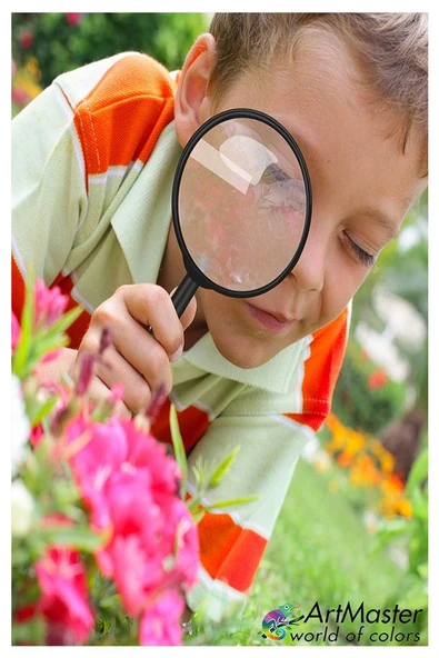 Plastik Çerçeveli Büyüteç 40 mm 1 Adet 5x Plastik Saplı Büyüteç Mercek Ofis Büro Okul 5 Kat Büyütme - 3