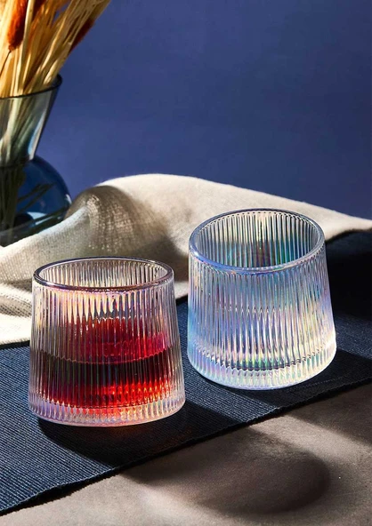 JAPAN Luster 2'li 360 Derece Dönerli Cam Bardak Seti - 160ml - Resim 4