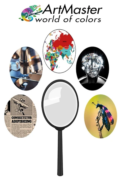 Plastik Çerçeveli Büyüteç 40 mm 1 Adet 5x Plastik Saplı Büyüteç Mercek Ofis Büro Okul 5 Kat Büyütme - 2