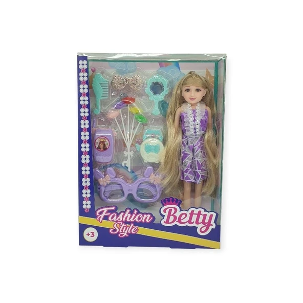 Güzellik Seti 7 Parça Aksesuarlı Bebek Seti - Mor ürün görseli