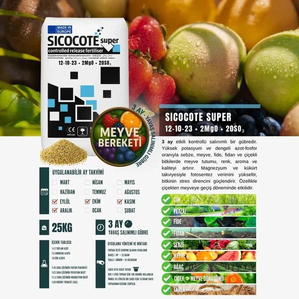 SICOCOTE NPK GÜBRE 12-10-23 (25 KG) - 2