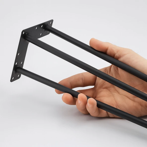 Sehpa ve Masa Ayağı 41 cm Dayanıklı Mobilya Destek Ayağı Yükseltici Ayak Modeli Siyah Metal 4'lü Set - Resim 3