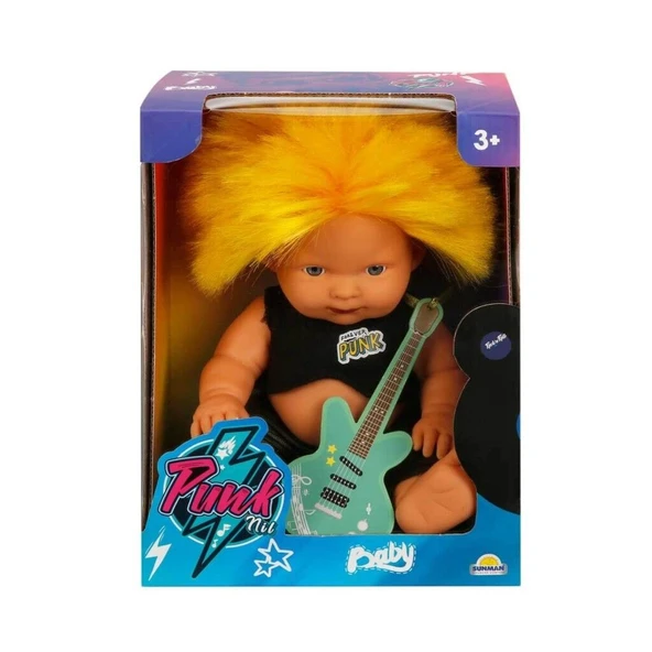 Punkçı Bebek Figürü 25 cm - Sarı Saçlı - Resim 2