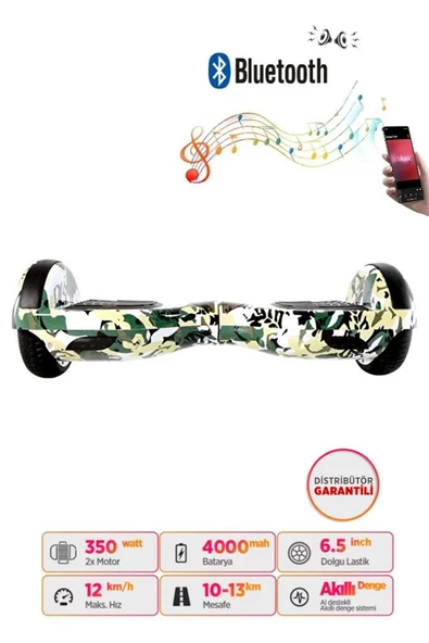 Citymate Hoverboard Elektrikli Kaykay Bluetooth Hoparlörlü 6.5 inch Yeşil Kamuflaj ürün görseli
