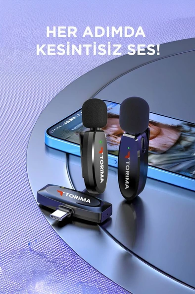 Torima WM-01 Siyah Type-C Uyumlu 360° Ses Algılama Özelikli Kablosuz Yaka Mikrofonu - Resim 3