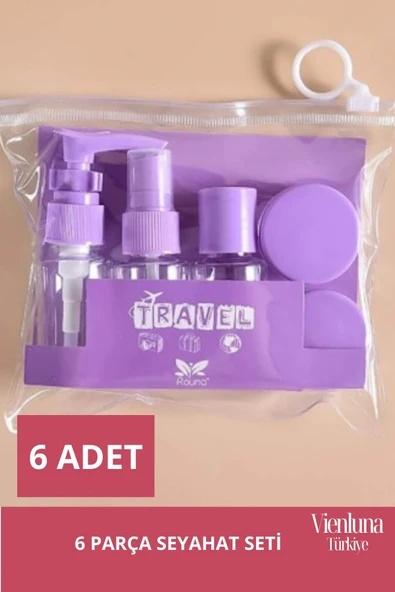 Premium Ürün Özel Çantalı Taşınabilir Tatil Seyahat Plaj Deniz Makyaj Krem Sprey Banyo Seti 6 Parça ürün görseli