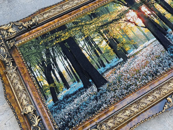 Güneşin Dokunuşu Adlı İran Tebriz Halı Tablo 123x75cm - Duvar Halı Kilim Tablo - Resim 4