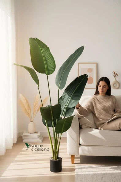 Yapay Ağaç Starliçe Lüks Gerçek Dokulu 8 Dallı İri Büyük Yaprak 155 160 cm ürün görseli 1