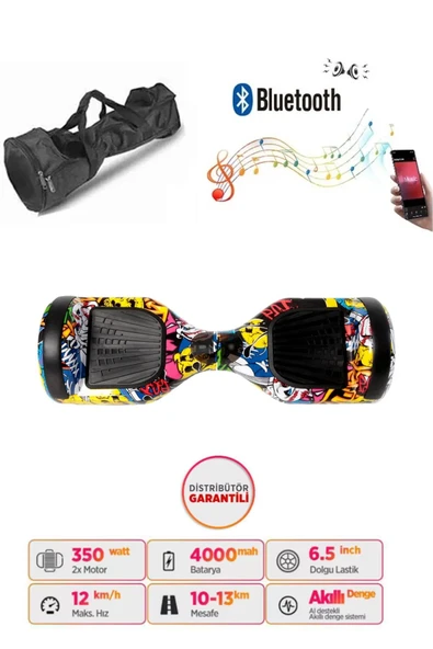 Elektrikli Kaykay Scooter Akıllı Denge Hoverboard + HoverKart + Çanta FULL LEDLİ EXTREM PAKET D01 - 3