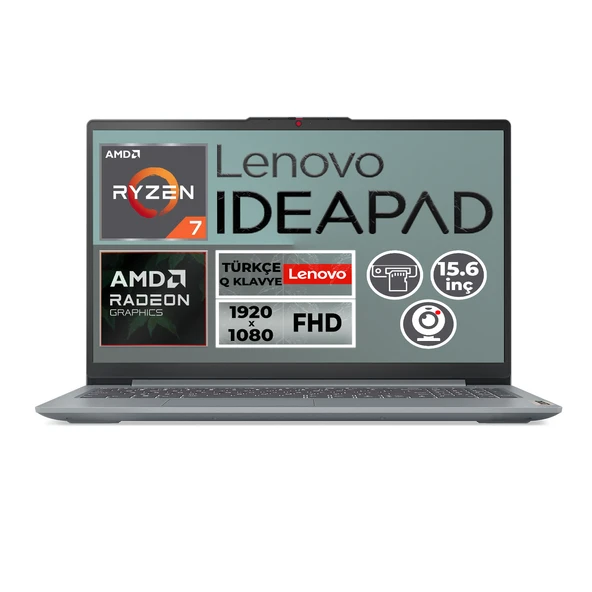 Lenovo IdeaPad Slim 3 Ryzen 7 5825U 16GB 512GB SSD 15.6" FHD W11P Notebook 82XM00U4TX 001 ürün görseli 1