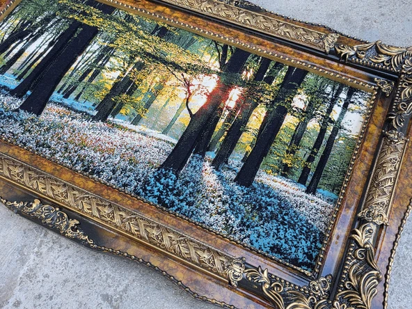 Güneşin Dokunuşu Adlı İran Tebriz Halı Tablo 123x75cm - Duvar Halı Kilim Tablo - Resim 5