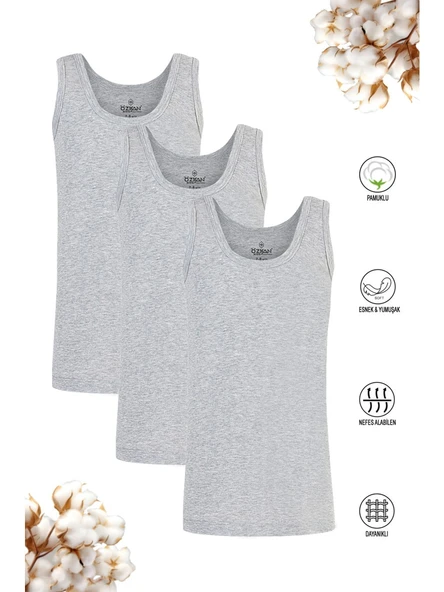 Özkan 0801 3'lü Paket Erkek Çocuk %100 Pamuklu Ribana Esnek Rahat Kalın Askılı Atlet ürün görseli