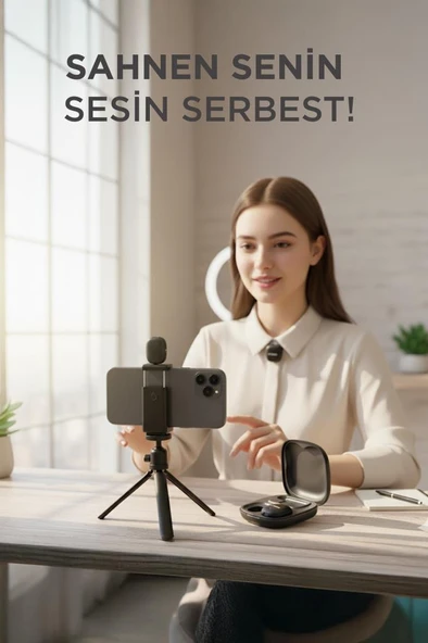 Torima WM-02 Siyah AI Destekli ANC Gürültü Önleyici Şarj Kutulu Kablosuz Yaka Mikrofonu - Resim 2