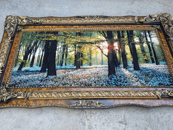 Güneşin Dokunuşu Adlı İran Tebriz Halı Tablo 123x75cm - Duvar Halı Kilim Tablo - Resim 6