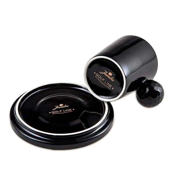 Jumbo Golf Line Siyah 2'li Tabaklı Kahve Fincan Takımı 90 ml - Resim 4