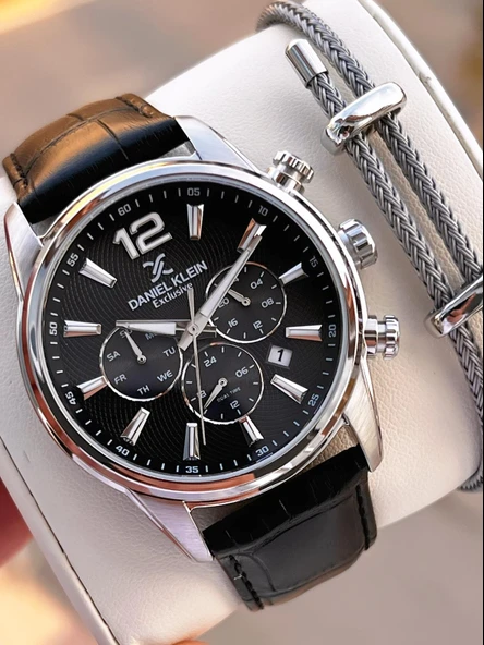 Daniel Klein Deri Kordon İç Kadran Fonksiyonları Aktif 3 Atm Suya Dayanıklı Erkek Kol Saati E14063-1 ürün görseli