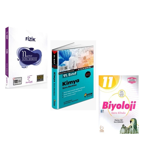 11. Sınıf Karekök Fizik Aydın Kimya ve Palme Biyoloji Soru Bankası Seti 3 Kitap ürün görseli 1