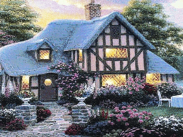 Hobbit Evi Adlı İran Tebriz Halı Tablo 123x75cm - Duvar Halı Kilim Tablo - Resim 3