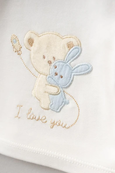 Bebitof %100 Pamuk Sarılan Ayıcık Desenli 5 Parça Yenidoğan Hastane Çıkışı Zıbın Seti BBTF.AMV.20123.46 - Resim 4