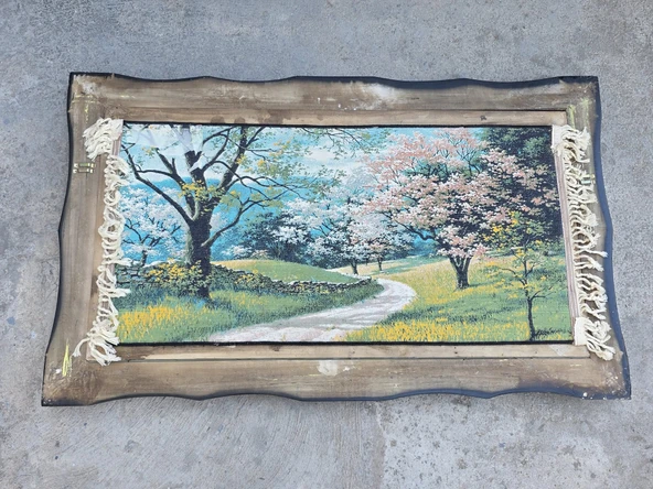 Pembe Yol Adlı İran Tebriz Halı Tablo 123x75cm - Duvar Halı Kilim Tablo - Resim 10