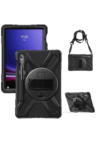 Galaxy Tab S9 FE Uyumlu 10.9" Tam Koruma Sağlayan Zırhlı Silikon Şok Emici Tablet Kılıfı - Resim 5