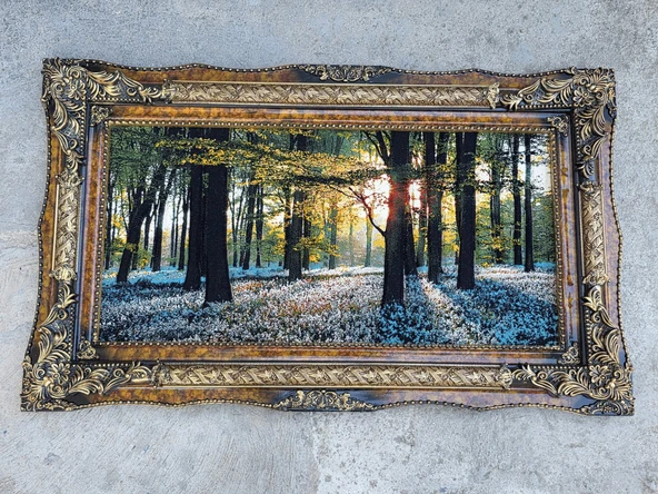 Güneşin Dokunuşu Adlı İran Tebriz Halı Tablo 123x75cm - Duvar Halı Kilim Tablo - Resim 2