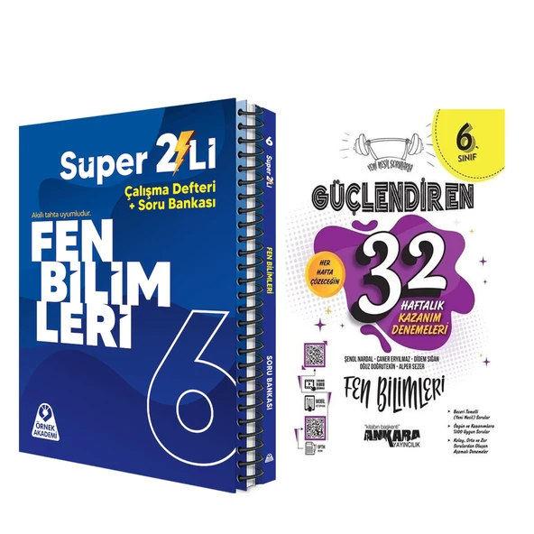 Örnek Akademi 6.Sınıf Süper İkili Fen Bilimleri ve Ankara 32 Haftalık Deneme Seti 2 Kitap ürün görseli 1