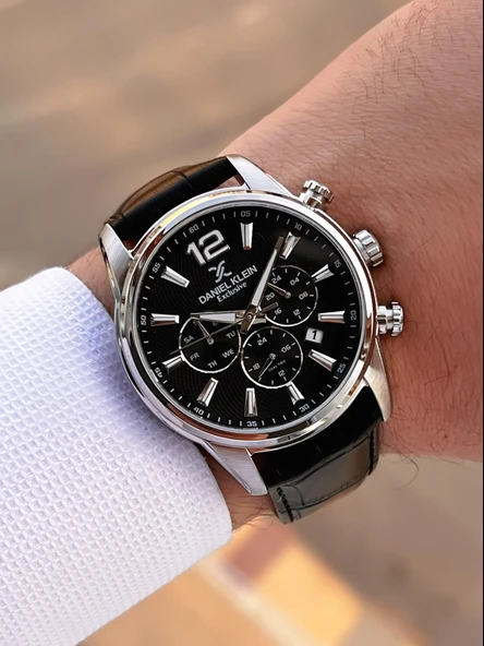 Daniel Klein Deri Kordon İç Kadran Fonksiyonları Aktif 3 Atm Suya Dayanıklı Erkek Kol Saati E14063-1 - Resim 3