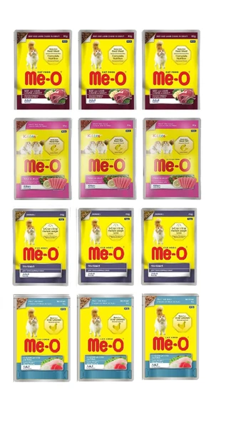 Me-o Karışık Kedi Yaş Mama 12'li ürün görseli