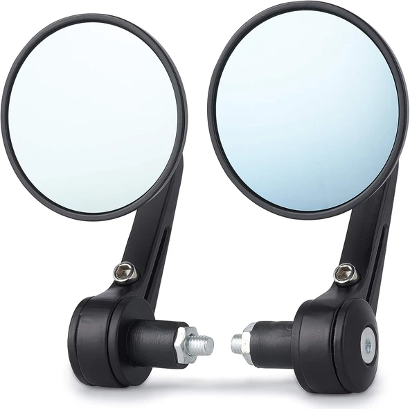 Modifiye Gidon Bağlantılı Oval Ayna Tk Siyah Cafe Racer - Resim 6