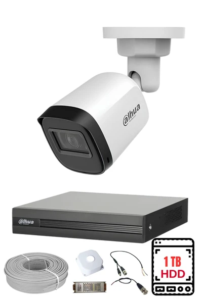 FURY DAHUA 1 Kameralı Gece Görüşlü Su Geçirmez FULL HD Güvenlik Kamerası Seti 1TB - Resim 2