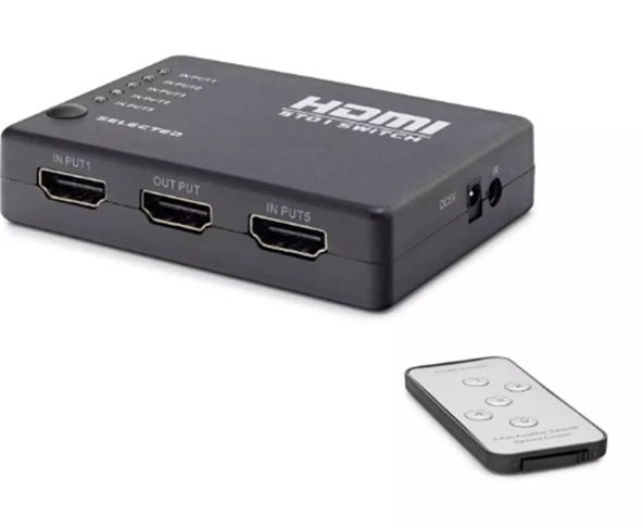 Hadron Hdx1272  5 Port Hdmi Switch 5Giriş 1Çıkış Kumandalı ürün görseli