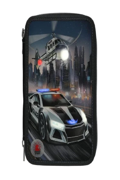 Erkek Çocuk Led Işıklı Kalem Kutusu - Polis - Resim 3